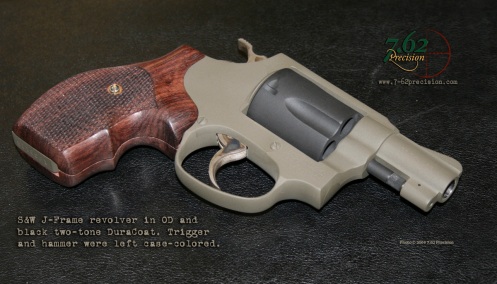 S&W J Frame revolver in flat OD and Black DuraCoat