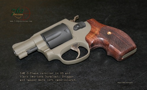 Smith & Wesson J-Frame revolver in flat OD and Black DuraCoat