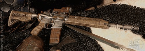 .50 Beowulf Rifle in Viking Theme.